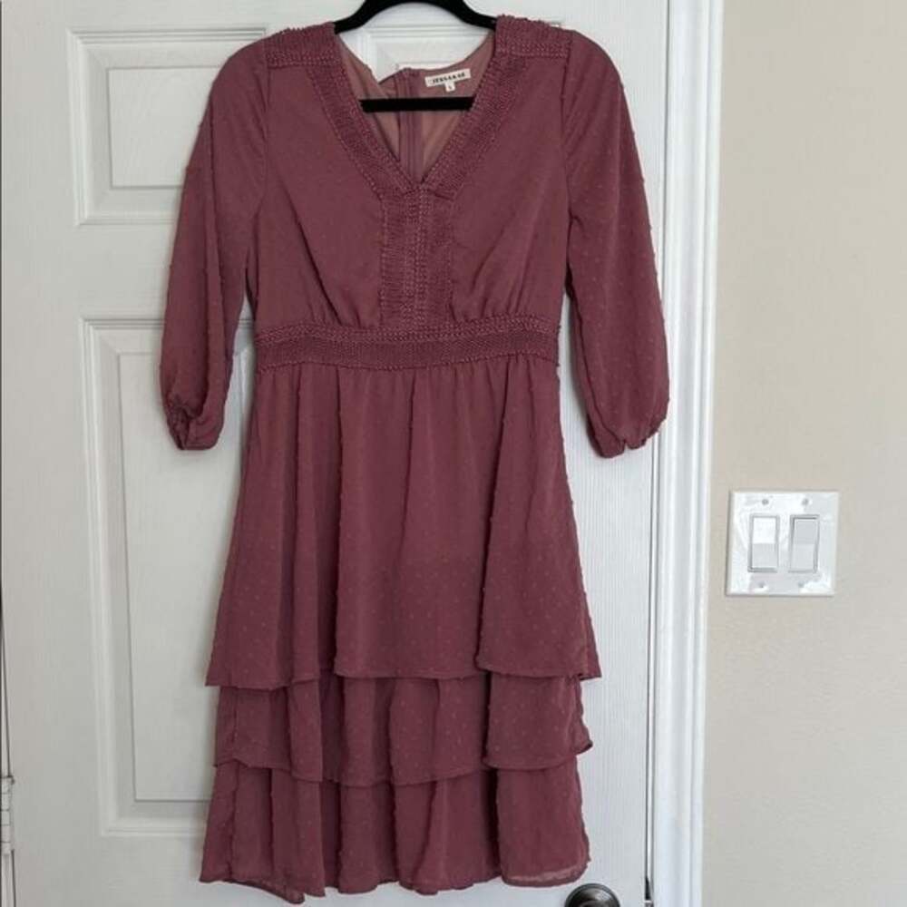 Jessakae Dusty Rose Long Sleeve Dress